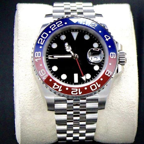 

the most fashionable to trendy men's watch red and blue inlaid bezel silver white stainless steel bracelet sapphire glass hig264p, Slivery;brown