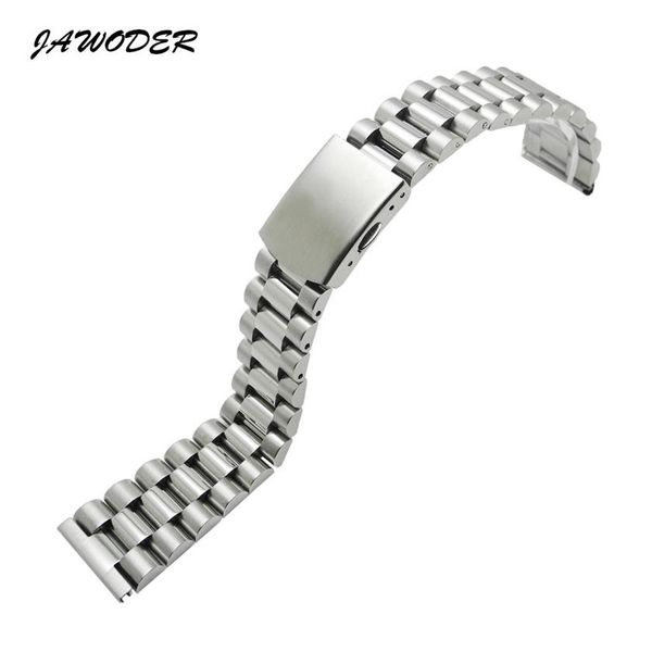 

jawoder watchband 16 18 20 22mm pure solid stainless steel polishing brushed watch band strap deployment buckle bracelets339q, Black;brown