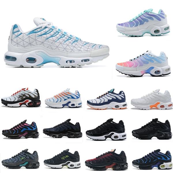 

New fashion kid shoes tn plus running shoes black blue green pink white yellow triple black boys girls toddler infant children shoe big size 4 kids sneaker trainers 111, 04
