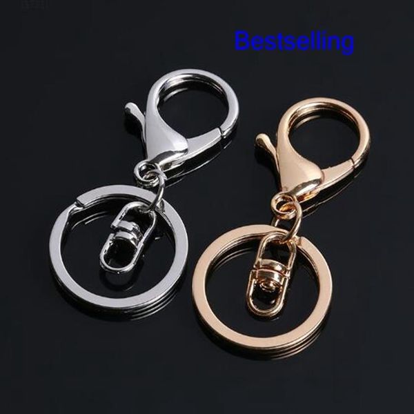 

50pcs lot 30mm multi colors key chains key rings accessories round gold silver color lobster clasp keychain2499