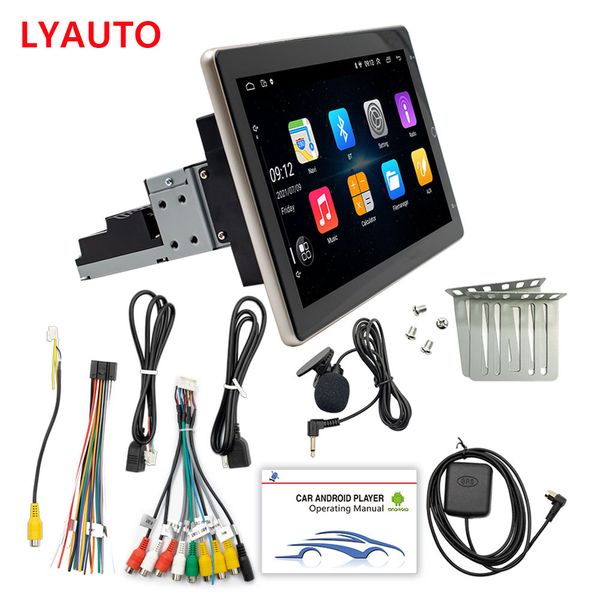 

car dvd player automatically single din rotation android with 10.1inch big size ips screen