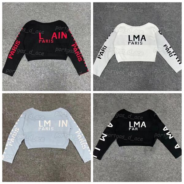 

paris women knit t shirt long sleeve sloping shoulder jumper ins fashion knitted 4 color272o, Black
