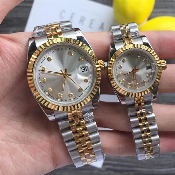 

gold mixed silver luxury watch men women watches blue dial classic automatic movement mechanical 28mm 36mm 41mm fashion mens women195l, Slivery;brown
