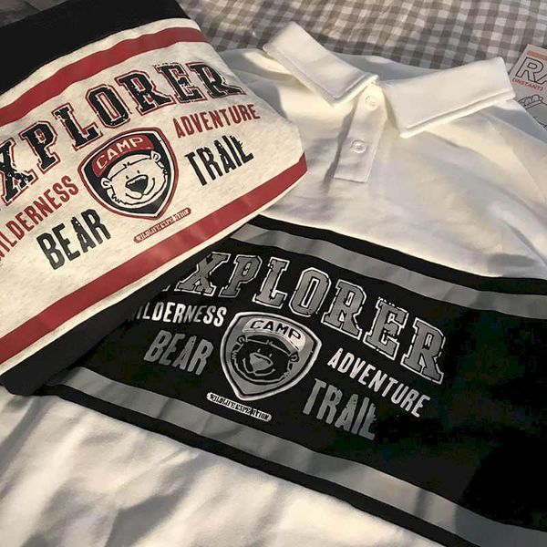 

polos cotton printed shirt lovers vintage tshirt men women spring autumn preppy style loose 2022 new shirt long sleeve top, White