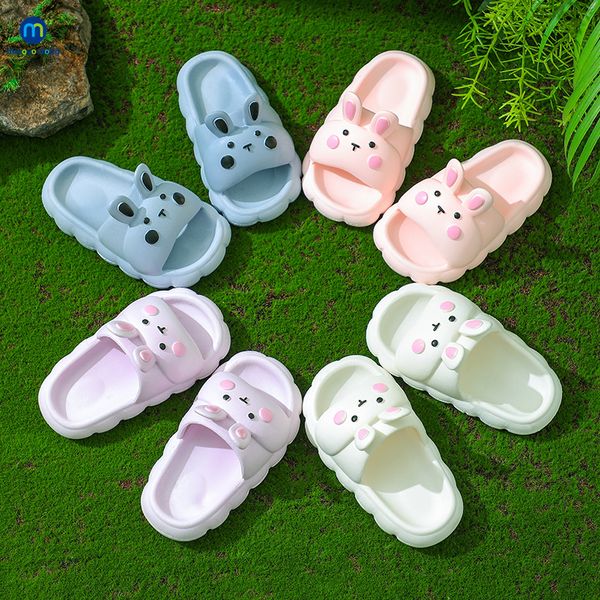 

slipper cute summer kids slippers cartoon rabbit children baby soft home slippers waterproof non-slip boys girls beach shoe miaoyoutong 2304, Black;grey