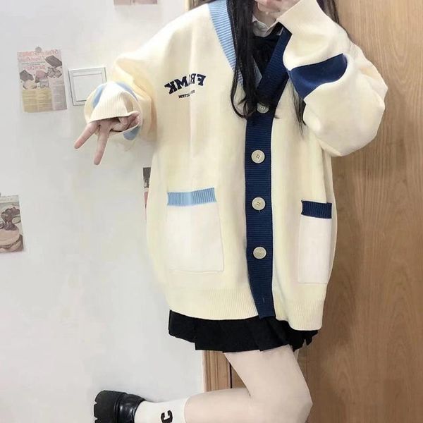 

sweaters korean fashion cardigan feminino sweaters long sleeve oversized sweater kawaii sweater coat women spring 2022, White;black