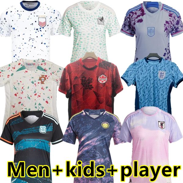 

2023 women usa englands soccer jerseys mexico japan colombia canada portugal women spain home away 23 24 jersey football shirts lady sets wo, Black;yellow