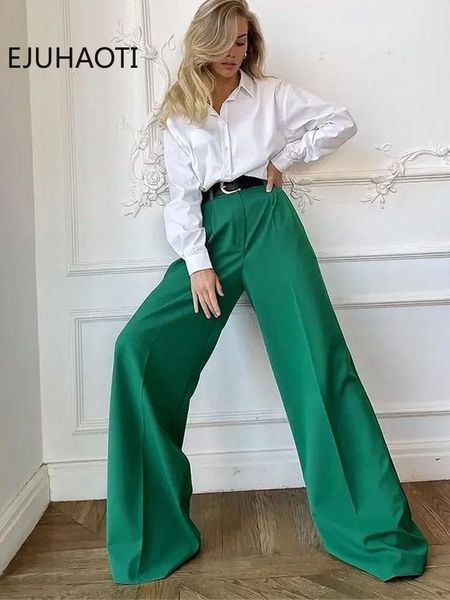 

women's pants capris spring summer women's casual straight classic green black rose red high waist pants korean wide leg trousers, Black;white