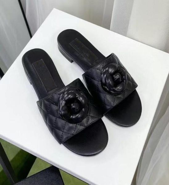 

women slipper sandals black white camellia flower rubber indoor slipper designer luxury fashion summer beach out1035335