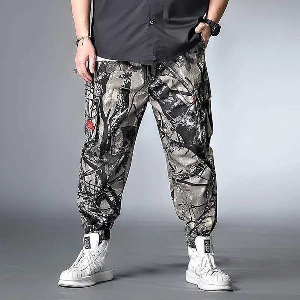 

men's pants spring autumn men clothing jogger streetwear baggy casual cargo pant camouflage military tactics sweatpants trousers for me, Black