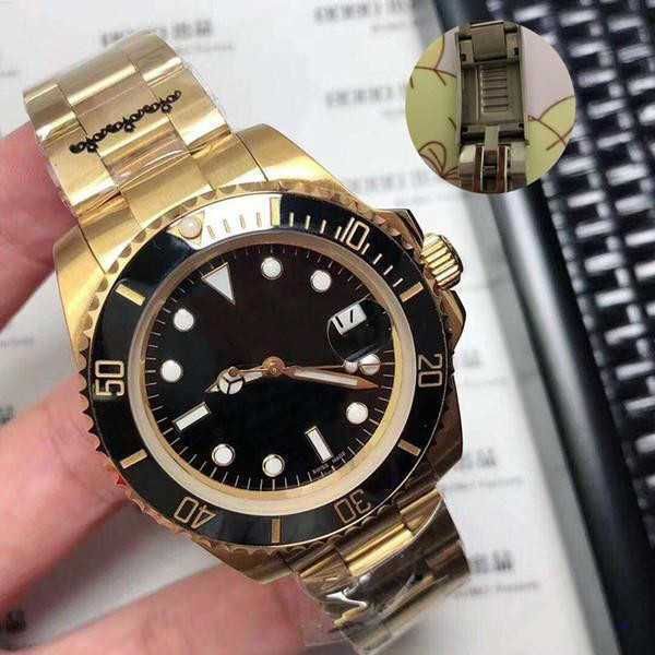 

ceramic bezel mens watches mechanical stainless steel automatic movement green watch gliding clasp 5atm waterproof wristwatches l4, Slivery;golden