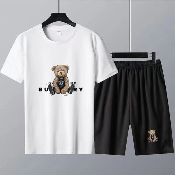 

mens tracksuits summer cotton men shorts t shirt sets brand tshirt bear print 2 piece suits luxury womens tracksuit clothes 230420, Gray