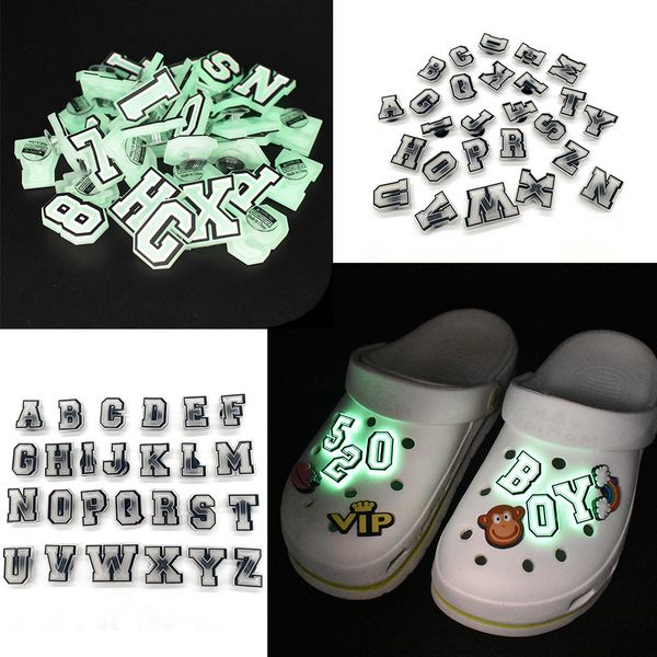 

shoe parts accessories 1pcs letter pins charms decorations for croc diy luminous aceessories fit clogs kids x mas gifts jibz 230420, White;pink