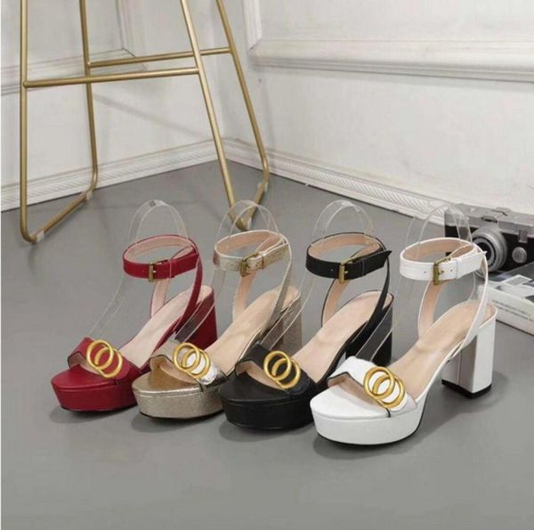 

2022 designer women sandals party fashion 100 leather dance shoe new heels super 8cm lady wedding metal belt buckle high hee8926662, Black