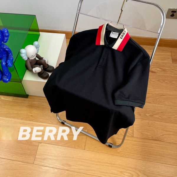 

high version men polo shirt embroidery tee burbe designer tshirt lapel pullover sweatshirt cotton short sleeve tshirt casual mens oversize t, White;black