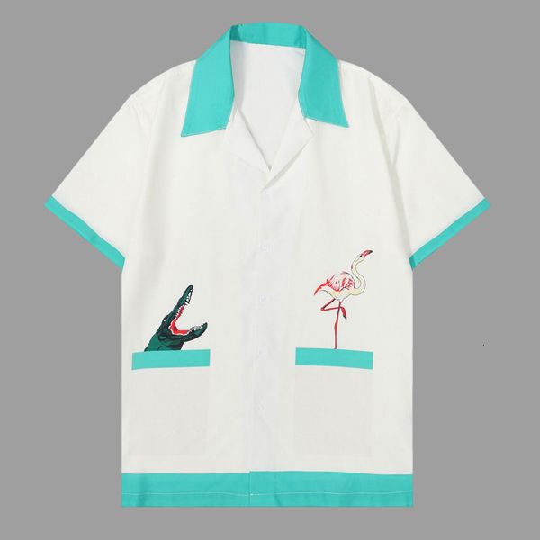 

men's casual shirts men animal print color contrast short sleeve streetwear camisa fashion masculina moda hombre 230421, White;black