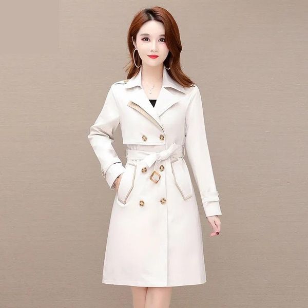 

raincoats 2022 new spring long trench coat women double breasted slim trench coat female outwear fashion windbreaker autumn clothes m4xl, Black