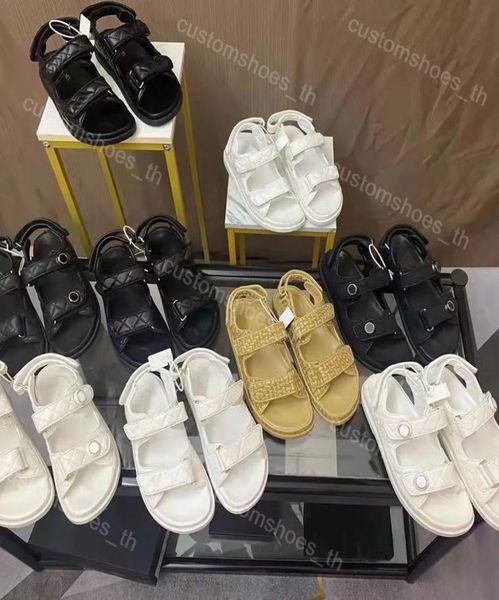 

designer dad sandals jelly sandal women sandals leather flat slides platform summer grandad luxury sandal beach circular with box 6709737, Black