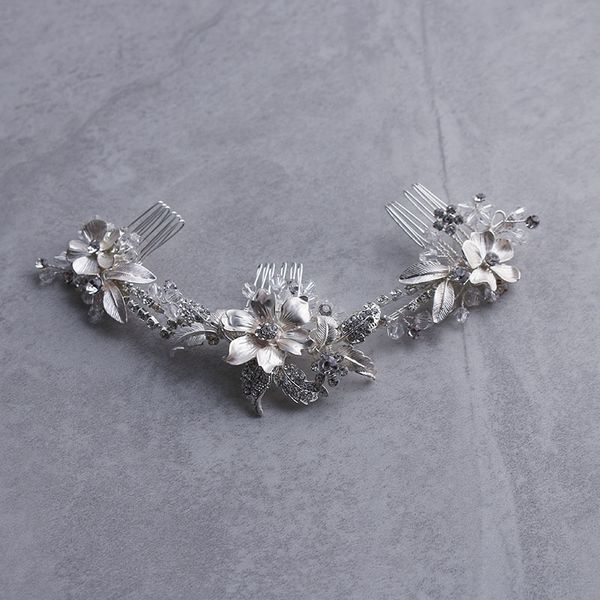 

fashion bridal hair comb piece silver color flower leaf wedding headpiece handmade women hair accessories ornament