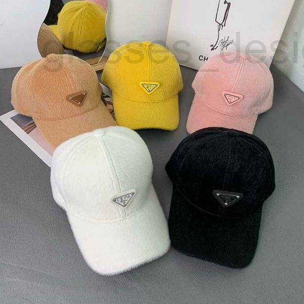 

ball caps designer autumn and winter new embroidered baseball cap men's women's versatile cap rabbit hair blended leisure curved b, Blue;gray