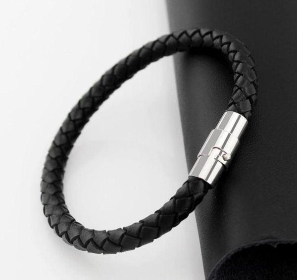 

fashion jewelry men black leather bracelet magnetic bracelets pulseras punk cord braided couple bracelet s1959375027, Golden;silver