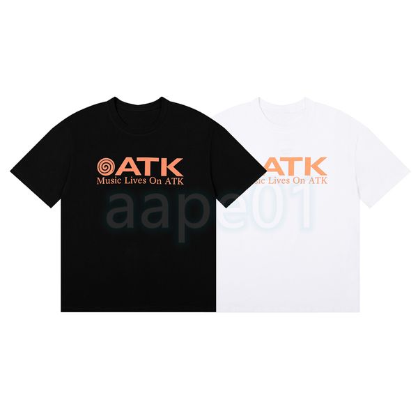 

luxury summer mens t shirt bright orange letter printing round neck short sleeve couple breathable t-shirt casual fashion top, White;black