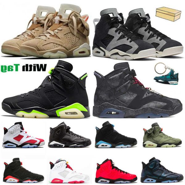 

with box jordns jumpman 6 6s basketball shoes british khaki travis catus jack electric green men women black infrared midnight navy