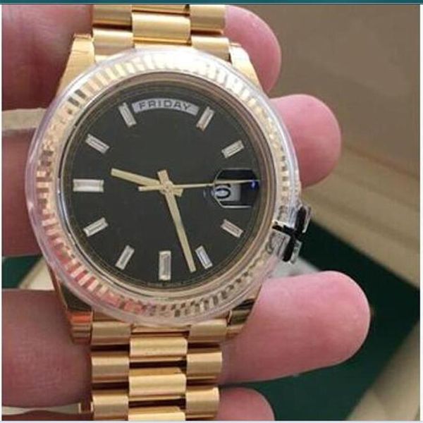 

real po watch 118238 41mm asia 2813 mechanical sapphire glass black dial 18k gold stainless steel bracelet luxury mens watche w2162, Slivery;brown
