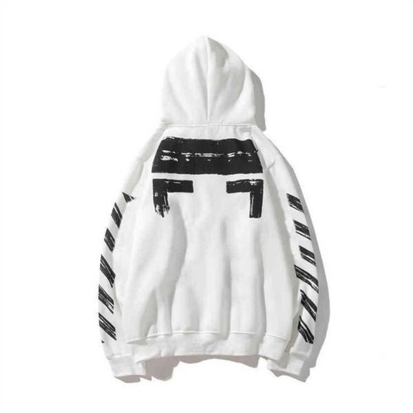 

2023 new mens black t-shirts offs white %70 off style trendy fashion sweater painted arrow crow stripe loose hoodie men's and women&#03