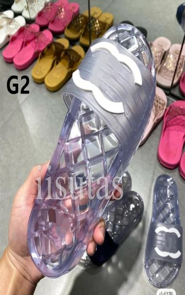 

france luxury designer crystal transparent slippers women sandal 2023 new fashion highvalue brands sandals channel outdoor flat f8886017, Black