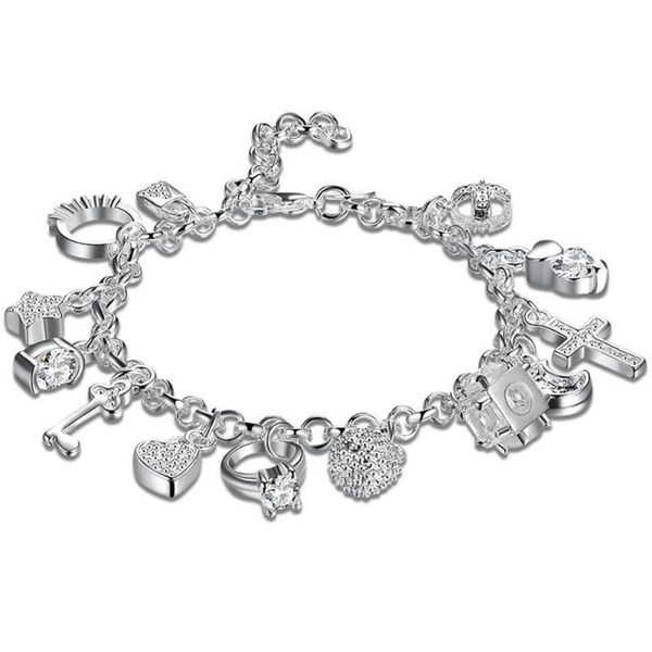 

new hanging 13 pieces of bracelet cross silver color bracelet irregular fashion jewelry for women lady gift2157, Golden;silver