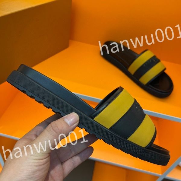 

2023 designer men's luxury slippers platform leisure summer wide flat beach sandals, Black