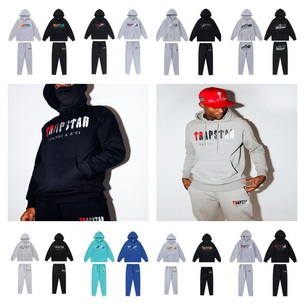 

men's hoodies sweatshirts printed sportswear trapstar fashion designer hoodie sweatshirt pants jogging luxurious tracksuit, Black