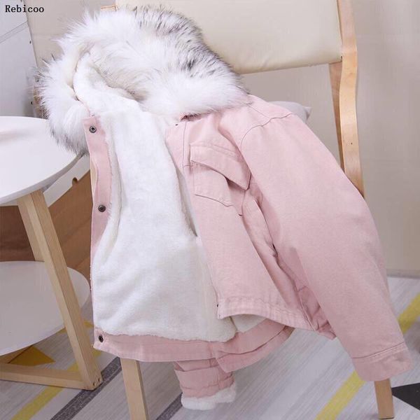 

leather parkas women short hooded kawaii fur collar solid single breasted parka korean warm pockets womens trendy leisure cashmere coat, Black