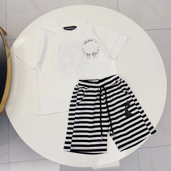 

t shirt kid set baby boy kids designer clothes summer boys girls short sets luxury brand classic black and white fasion stripe design
