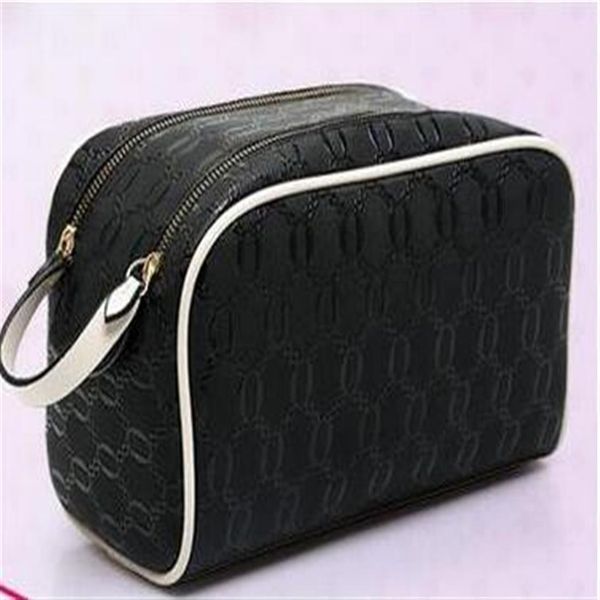 

mens leather wash bag double zipper toliet bag womens pocuh bags genuine leather purse real leather bags drop shippin232v