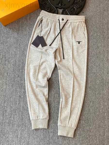 

2023 new highquality designer pants cotton blend material comfortable fit small feet elastic waist luxury fashion mens casual 3xmkr, Black