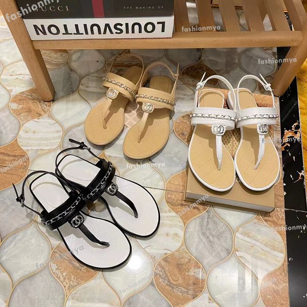 

italy designer slipper crystal calf flip flop women platform clip toe clip foot metal buckle cowhide luxury flat sandal with box, Black