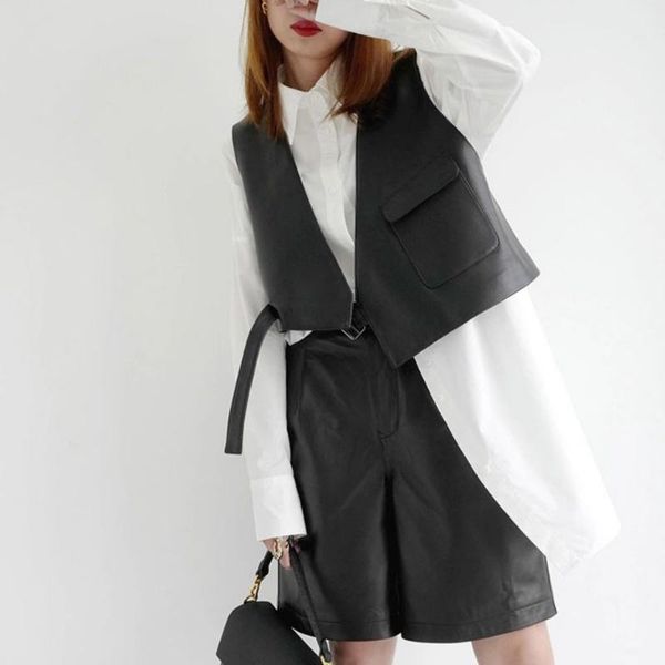 

vests woman all match leather vest female fashion pu faux leather jackets ladies motorcycle sleeveless jacket waistcoat vests g173, Black;white