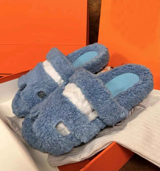 

warm winter women chypre sandals shoes calfskin leather beach slides leather slippers flats wool lady flip flops outdoor sandalias eu 35-42, Black