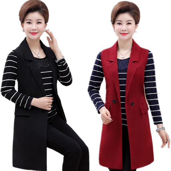 

vests korean fashion plus size 5xl elegant mom's vest long black women's sleeveless jacket women's vest feminine coat waistco, Black;white