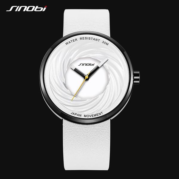 

sinobi fashion watch women big dial new creative eddy design leather strap white watches casual relojes para mujer3218, Slivery;brown