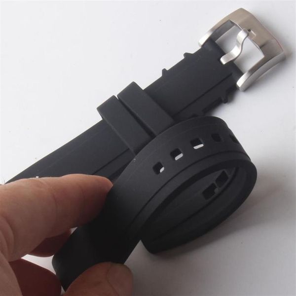 

watch bands 18mm 20mm 22mm soft watchband black silicone rubber straps bracelet pin buckle for brand wristwatch mens curved end282v, Black;brown