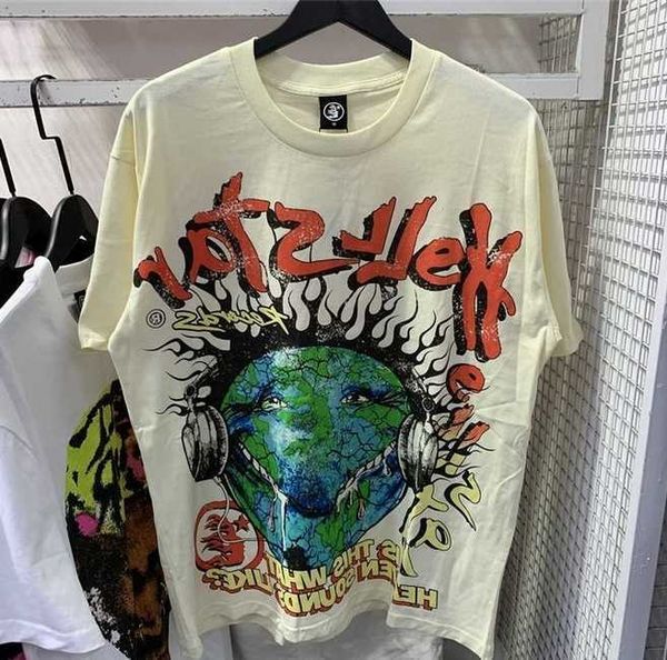 

T Shirt hellstar Designers Tees short Short Sleeve Top foil print Unisex Men 23ss Rapper washed fabric Hip Hop graffiti, 007