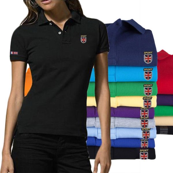 

polos summer 100% cotton short sleeve womens polo shirts casual cotton lapel ladies polos shirts slim womens fashion brand tee, White
