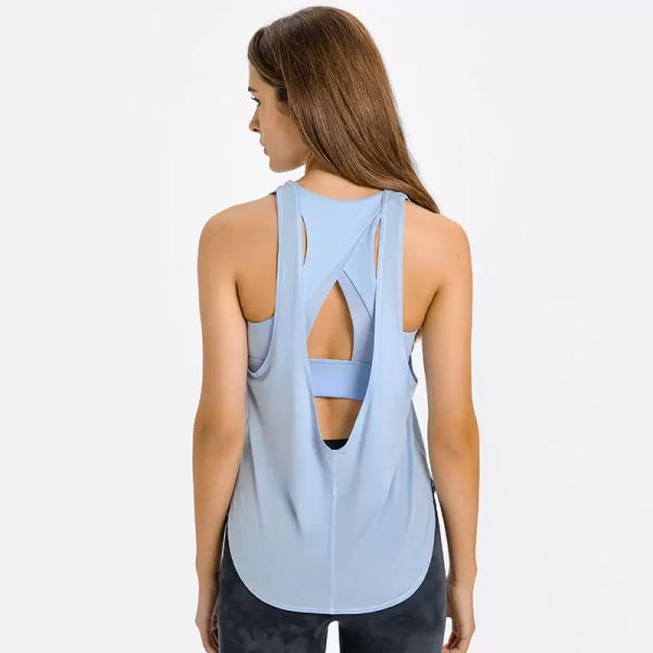 

new fashion l-162 sleeveless two-in-one skin-friendly brushed sports bra lightweight ice-feel breathable fitness blouse two-piece set yoga t, White;red