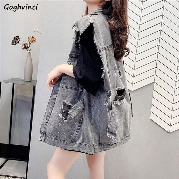 

vests vests waistcoats women denim hole vintage frayed solid womens chic hip hop streetwear outwear trendy ulzzang retro korean style, Black;white
