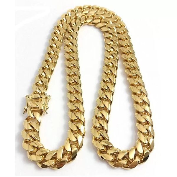 

designers necklaces cuban link gold chain chains gold miami cuban link chain necklace men hip hop stainless steel jewelry necklace2064, Silver