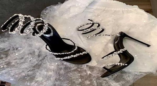 

new women039s sandals crystal black bling entangled rhinestone high heels summer shoes for women stlettos35414492502