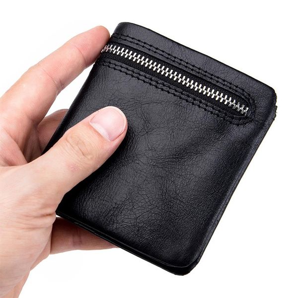 

men's small wallet leather short ultra-thin retro vertical pocket card holder pl-9180248t, Red;black